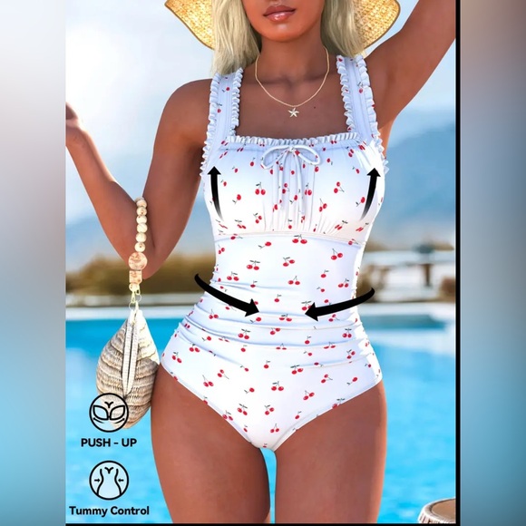 Cherry Print womens One Piece Swimsuit - Picture 4 of 4